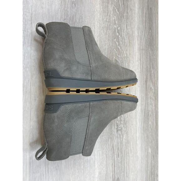 Sorel Evie II Women's Boot Chelsea Bootie Slip-On Wedge Leather US 9 Gray Shoes - Picture 4 of 10